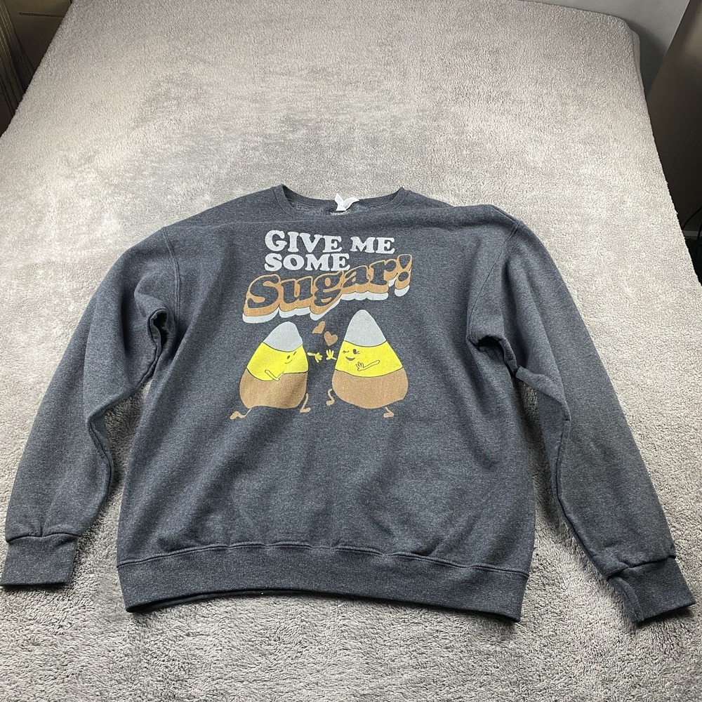 Fifth Sun Halloween "Give Me Some Sugar" Candy Corn Sweatshirt Womens Large